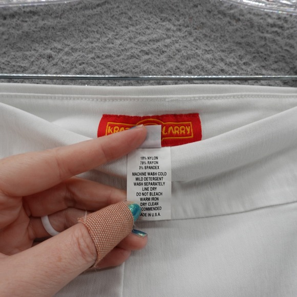 Krazy Larry Pull On Capri Pants 4 White Womens Stretch Nylon Blend Made in USA - Picture 11 of 12